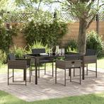 vidaXL 5-delige Tuinset met Kussens in Grijs Poly Rattan, Tuin en Terras, Verzenden, Nieuw, Rotan, Tuinset