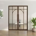 Dubbele stalen taatsdeur Brons 5 Vlaks rond Helder glas, Minder dan 80 cm, Overige typen, Nieuw, Metaal