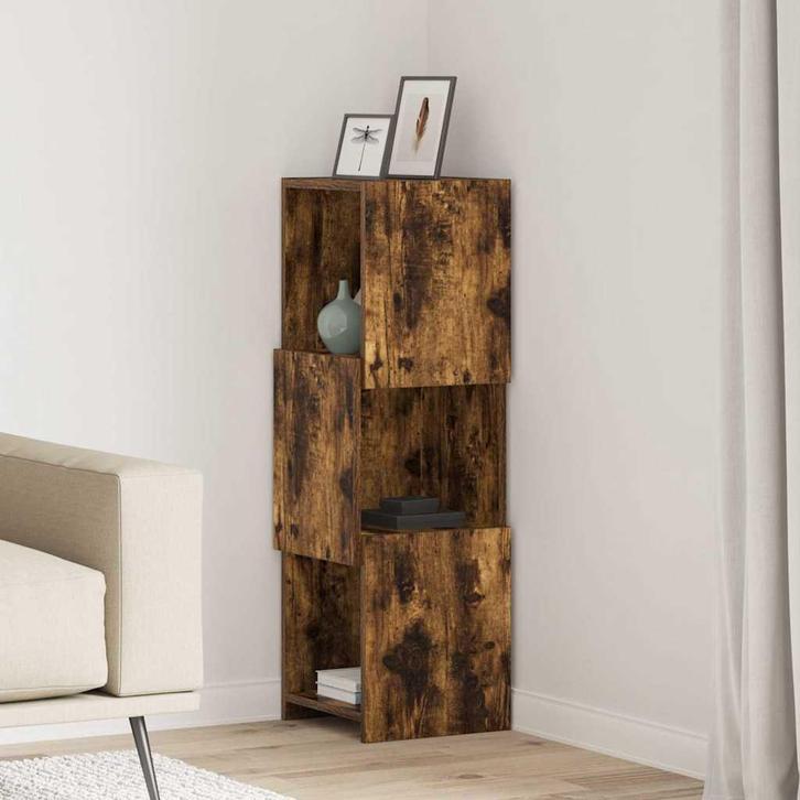 vidaXL Hoekkast Gerookt eiken 30,5x30x95cm Bewerkt hout, Huis en Inrichting, Kasten | Overige, Nieuw, Verzenden