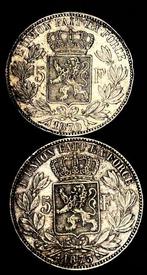 België. Leopold II. 5 Francs 1865/1878, small head 2 Moedas