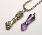 Zonder Minimumprijs - Hanger 800 Zilver Amethist - Figa Hand, Sieraden, Tassen en Uiterlijk, Antieke sieraden