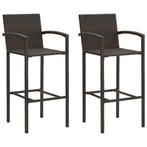 vidaXL Barkrukken 2 st poly rattan bruin, Verzenden, Nieuw, Rotan