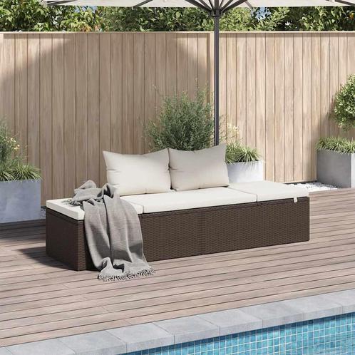 vidaXL Tuinbed 195x60 cm poly rattan bruin, Tuin en Terras, Ligbedden, Nieuw, Verzenden