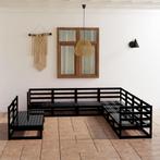 vidaXL 9-delige Loungeset massief grenenhout zwart, Tuin en Terras, Tuinsets en Loungesets, Verzenden, Nieuw, Loungeset