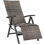 Wicker tuinstoel opklapbaar met aluminium frame en voetsteun, Tuin en Terras, Nieuw, Verzenden