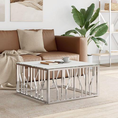 vidaXL Salontafel 80x80x40 cm roestvrij staal en glas, Huis en Inrichting, Tafels | Salontafels, 50 tot 100 cm, Nieuw, Metaal