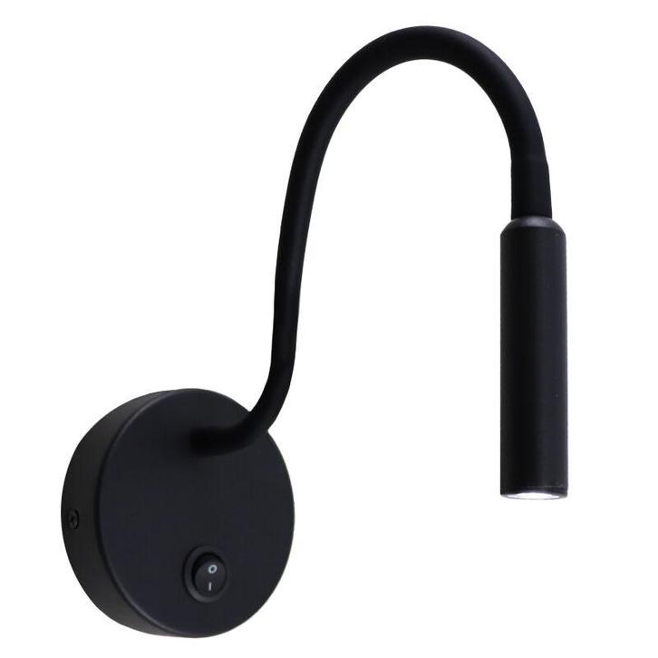 Moderne bedlamp zwart, Fiona, met schakelaar, Huis en Inrichting, Lampen | Wandlampen, Nieuw, Metaal, Ophalen of Verzenden