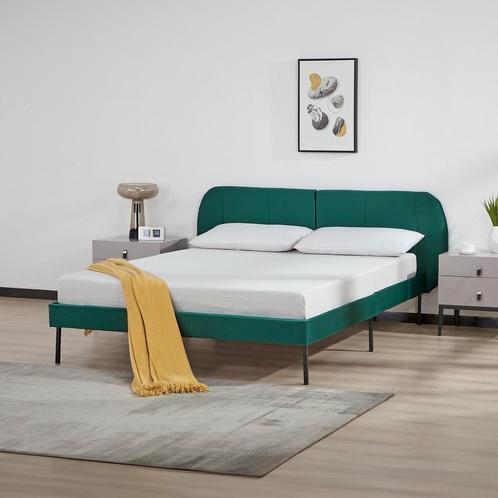 Gestoffeerd bed Porvoo met bedbodem 140x200 cm donkergroen [, Huis en Inrichting, Slaapkamer | Bedden, Nieuw, Verzenden