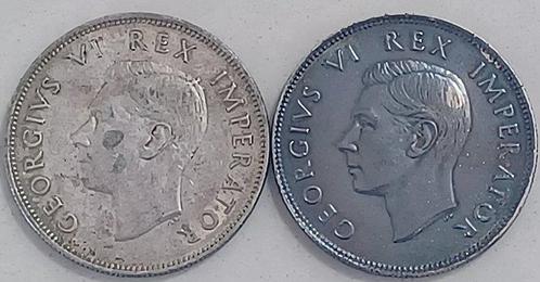 Zuid-Afrika. 2½ Shilling 1941, 1944/ 80% Silver-Lot of 2, Postzegels en Munten, Munten | Europa | Niet-Euromunten