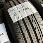 2 x Bridgestone Turanza T005 205-55-16 Zomerbanden 8mm, Gebruikt, 16 inch, Band(en), Personenwagen