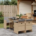 vidaXL 5-delige Tuinset met kussens poly rattan gemengd, Tuin en Terras, 4 zitplaatsen, Nieuw, Tuinset, Verzenden