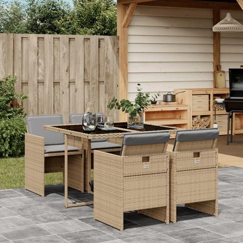 vidaXL 5-delige Tuinset met kussens poly rattan gemengd, Tuin en Terras, Tuinsets en Loungesets, Tuinset, Nieuw, 4 zitplaatsen