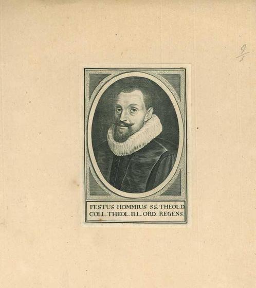 Portrait of Festus Hommius, Antiek en Kunst, Kunst | Etsen en Gravures