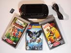 PSP street zwart met garantie, hoes, lader, games en 32GB, Overige modellen, Ophalen of Verzenden, Zwart, Refurbished