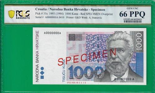 Kroatië. - 1000 Kuna - 1993 (1994) - Specimen - Top Pop -, Postzegels en Munten, Munten | Nederland