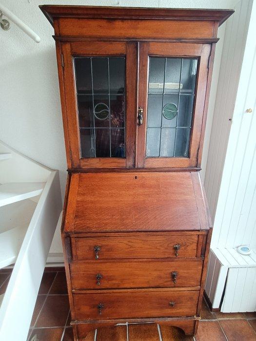 Secretaire - Eik - Glas in lood secretaire, Antiek en Kunst, Antiek | Overige Antiek