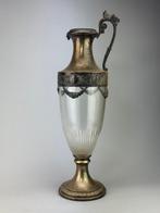 Vaas - Glas, zilveren metaal - Decoratieve anfora.