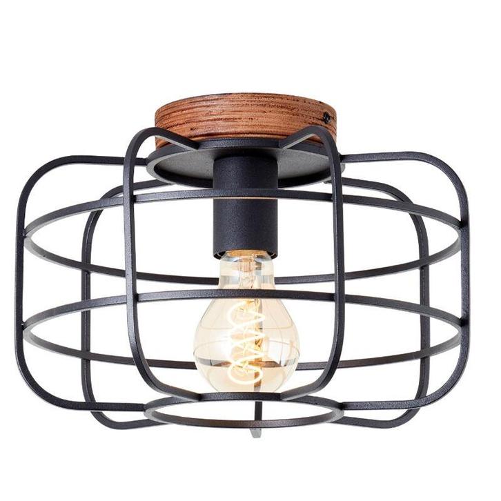 Houten plafondlamp zwart, Taede, Huis en Inrichting, Lampen | Plafondlampen, Nieuw, Hout, Ophalen of Verzenden