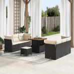 vidaXL 9-delige Tuinbankenset met kussens poly rattan acacia, Tuin en Terras, Verzenden, Nieuw, Rotan
