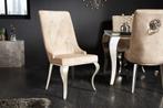 Elegante stoel MODERN BAROK champagne fluweel met zilveren, Huis en Inrichting, Stoelen, Nieuw, Ophalen of Verzenden