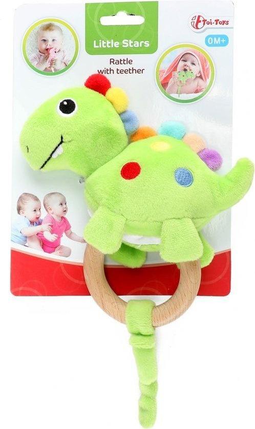 TOIT458381 - Rammelaar/bijtring van hout dino Little stars T, Kinderen en Baby's, Speelgoed | Overig, Ophalen of Verzenden