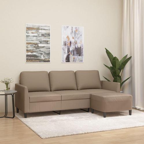vidaXL Driezitsbank met voetenbank 180 cm kunstleer, Huis en Inrichting, Banken | Bankstellen, Nieuw, 200 tot 250 cm, Leer, Driepersoons
