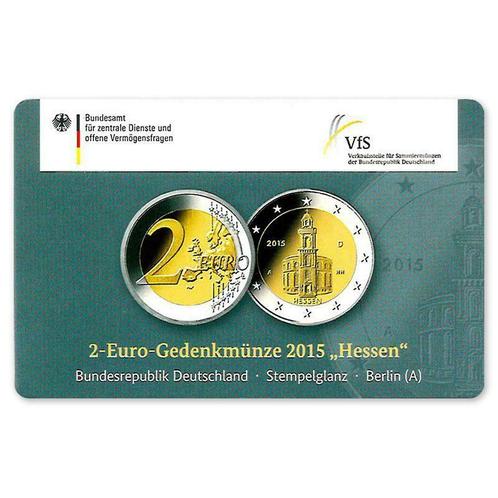 Duitsland 2 Euro Hessen 2015 Coincard A, Postzegels en Munten, Munten | Europa | Euromunten, Verzenden