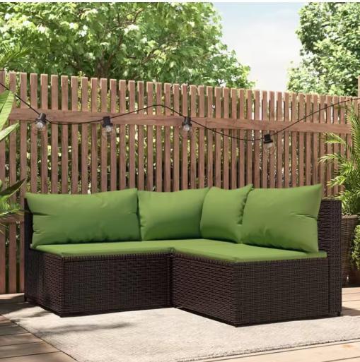 3-Delige Bruin Wicker Tuinmeubelset - Groen, Tuin en Terras, Tuinbanken, Nieuw, Verzenden