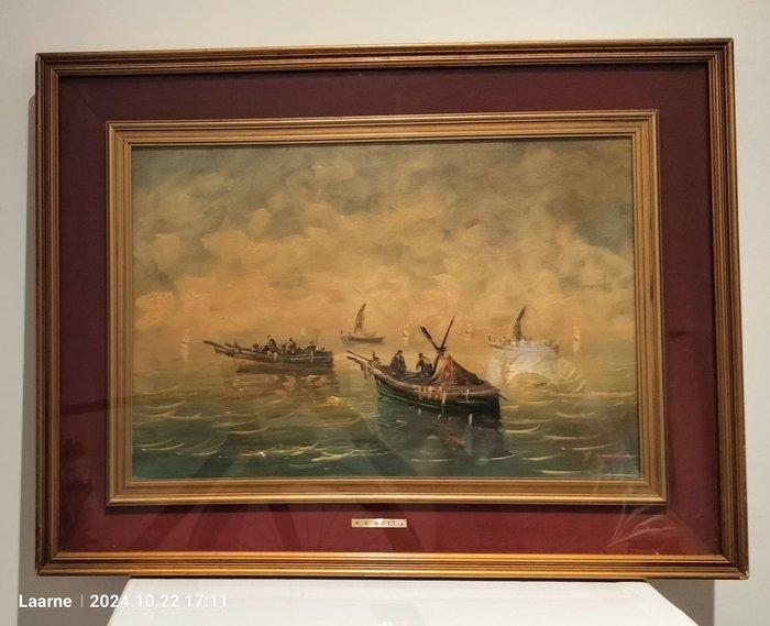 Emil Bott (1827-1908) - Fishermen on the beaver River, Antiek en Kunst, Kunst | Schilderijen | Klassiek