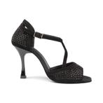 PD507 Dansschoenen Nubuck met Zwart Strass, Verzenden, Nieuw