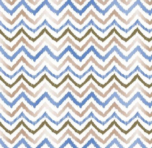 Inpakpapier Zig Zag Blauw Bruin - Breedte 60 cm - 200m lang, Hobby en Vrije tijd, Knutselen, Overige typen, Nieuw, Ophalen of Verzenden