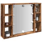 vidaXL Spiegelkast met LED 76x15x55 cm bewerkt hout oud, Verzenden, Nieuw