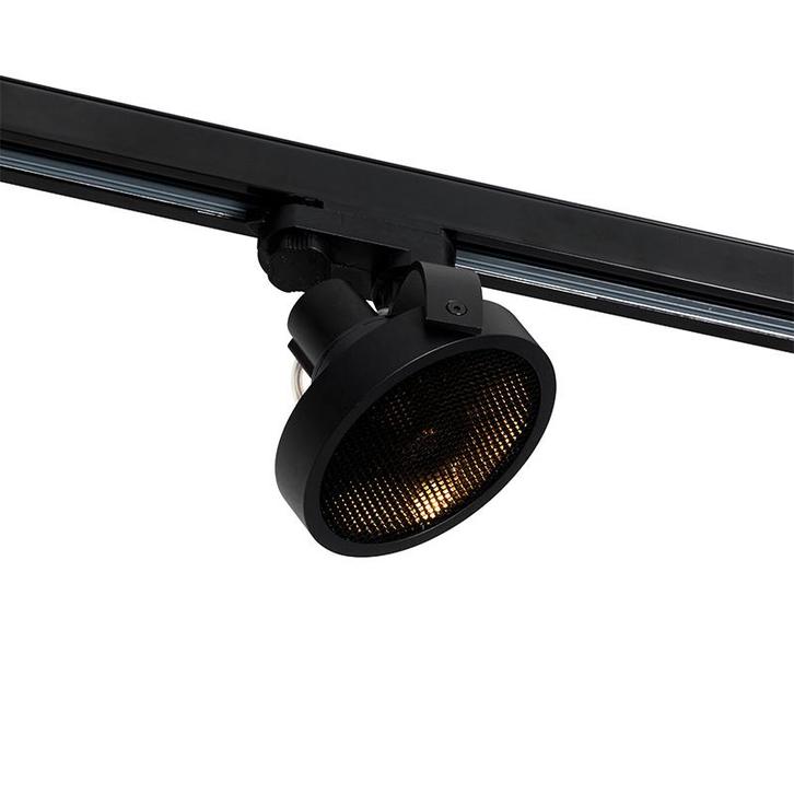 Railspot zwart voor 3-fase rail GU10 111mm - 3-Phase Master, Huis en Inrichting, Lampen | Spots, Nieuw, Metaal of Aluminium