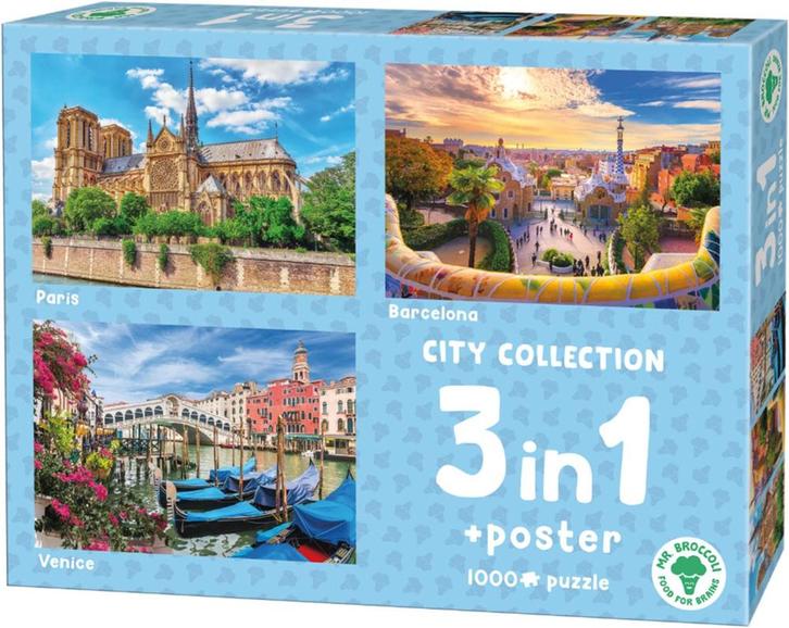City 3 in 1 Puzzel (3x1000 stukjes) | Mr. Broccoli - Puzzels, Hobby en Vrije tijd, Denksport en Puzzels, Nieuw, Verzenden