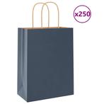 vidaXL Papieren zakjes 250 st met hengsels 21x11x28 cm blauw, Diversen, Verzenden, Nieuw
