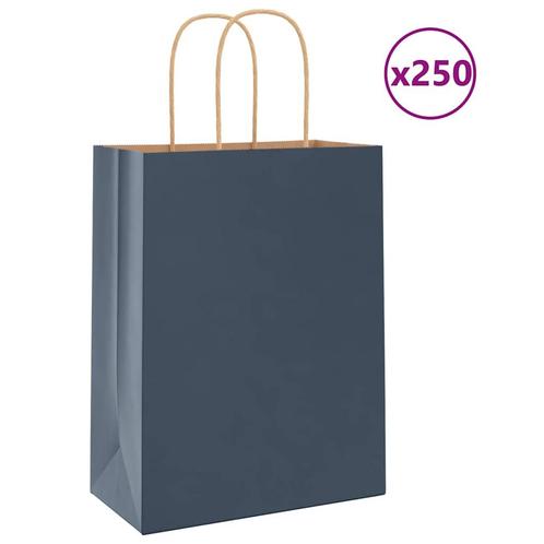 vidaXL Papieren zakjes 250 st met hengsels 21x11x28 cm blauw, Diversen, Cadeauverpakkingen, Nieuw, Verzenden