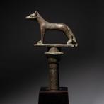 Oud-Egyptisch Brons God Wepwawet - Upuaut scepter terminal.