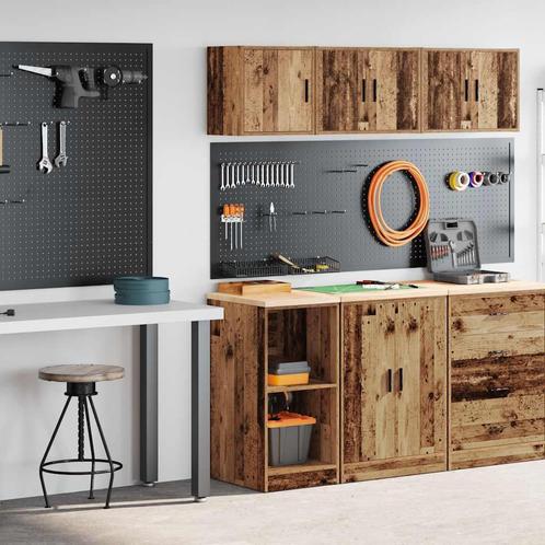 vidaXL Garagekasten 2 st bewerkt hout oud hout, Huis en Inrichting, Kasten | Stellingkasten, Nieuw, Verzenden