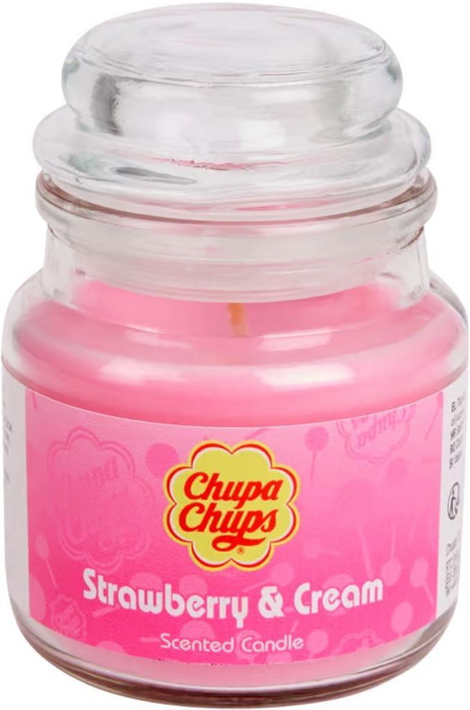Chupa Chups Strawberry & Cream Geurkaars 85 g, Huis en Inrichting, Woonaccessoires | Kandelaars en Kaarsen, Ophalen of Verzenden