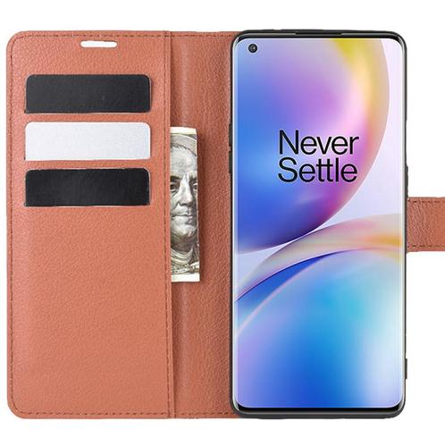 ProGuard OnePlus 8 Pro Wallet Flip Case Bruin, Telecommunicatie, Mobiele telefoons | Hoesjes en Frontjes | Overige merken, Nieuw