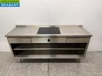 RVS Werktafel met inbouw inductie Fornuis 188 cm 400V Horeca, Ophalen of Verzenden, Gebruikt