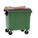 Afvalcontainer 1100 liter groen/bruin deksel vlak, Nieuw, Ophalen of Verzenden