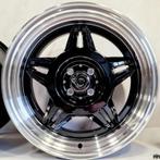 17 inch 4x100 YKW Wheels Y7673 Alpina Gloss Black Machined, Auto-onderdelen, Banden en Velgen, Ophalen of Verzenden, Nieuw