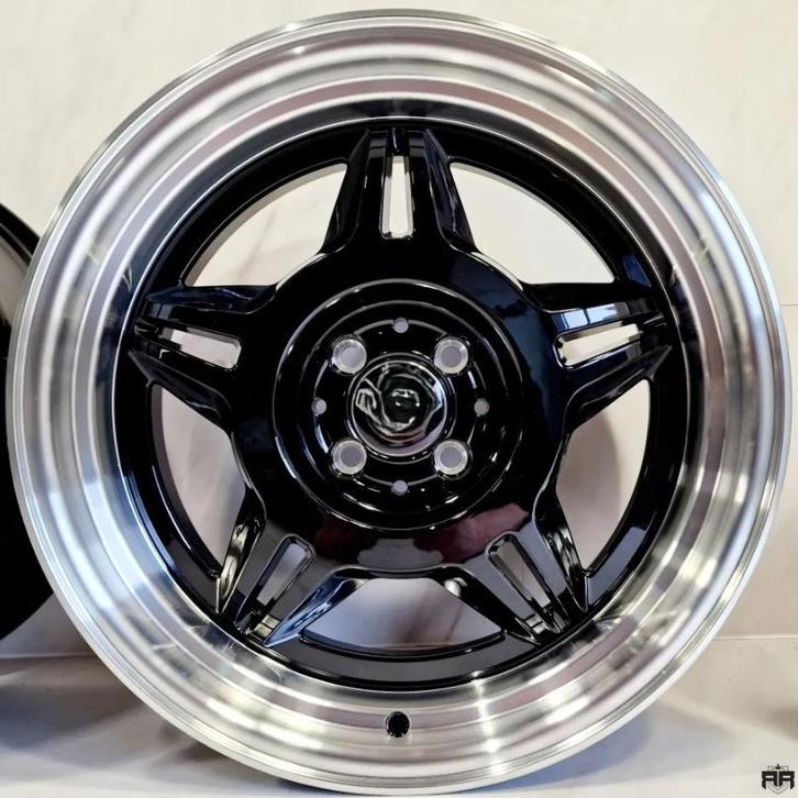 17 inch 4x100 YKW Wheels Y7673 Gloss Black Machined, Auto-onderdelen, Banden en Velgen, Nieuw, Ophalen of Verzenden
