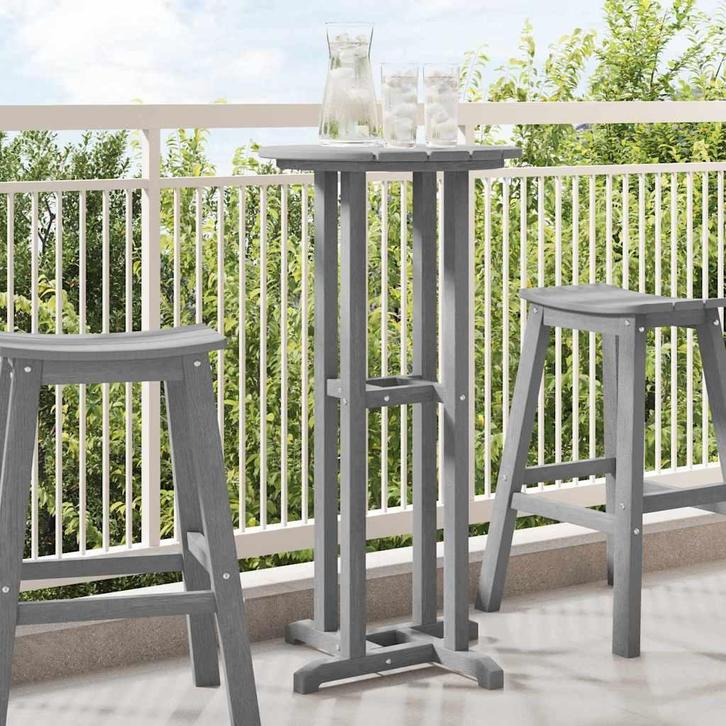 vidaXL Bartafel Lichtgrijs 55 x 55 x 107 cm HDPE, Tuin en Terras, Tuintafels, Nieuw, Verzenden