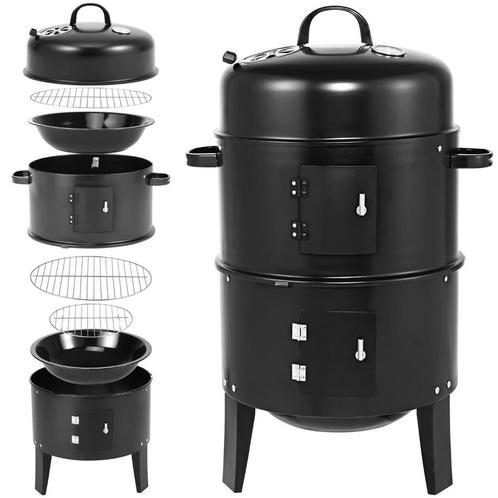 BBQ Rookoven Rondgrill Zwart Roken/Grillen (Partytenten), Tuin en Terras, Barbecue-accessoires, Nieuw, Verzenden
