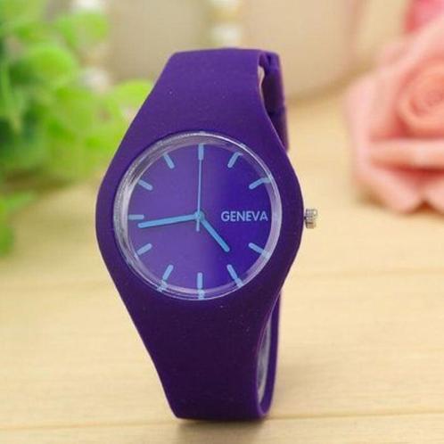 Jelly Horloge Unisex - Kwarts Uurwerk Silicoon Bandje Paars, Sieraden, Tassen en Uiterlijk, Smartwatches, Nieuw, Verzenden