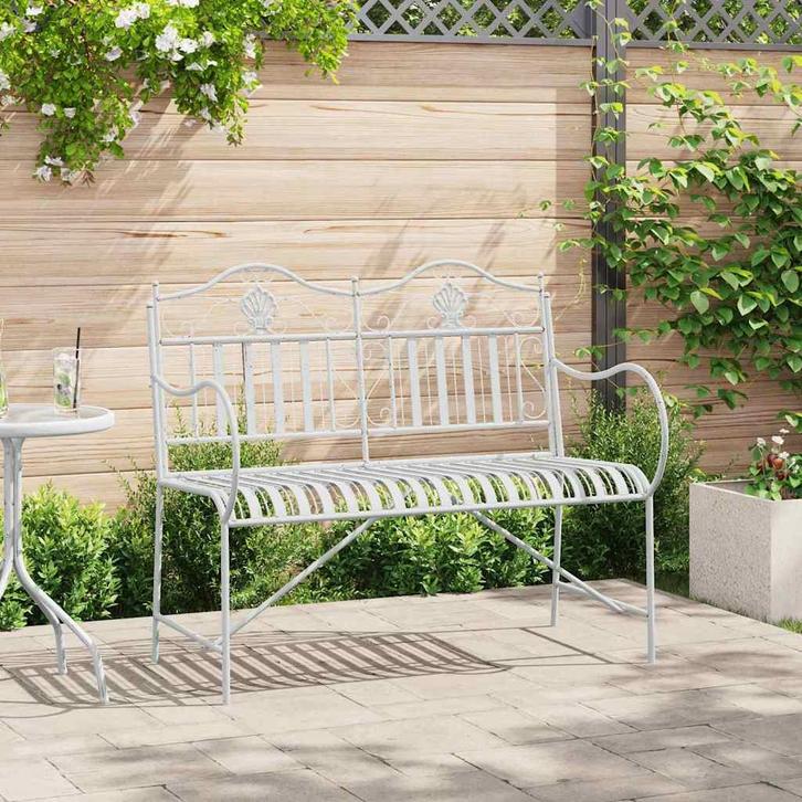 vidaXL Tuinbank Wit 104 x 54 x 93cm Staal, Tuin en Terras, Tuinbanken, Nieuw, Metaal, Verzenden