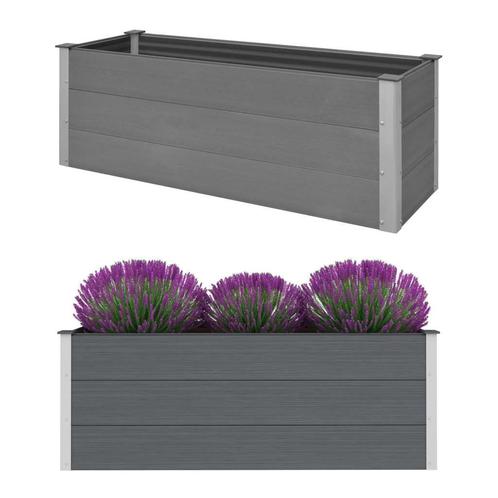 vidaXL Plantenbak verhoogd 150x50x54 cm HKC grijs, Tuin en Terras, Bloembakken en Plantenbakken, 100 cm of meer, Nieuw, Hout, 30 tot 60 cm