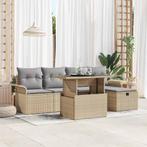 vidaXL Tuin Sofa Set met kussen met opslag 6 pcs Beige Poly, Tuin en Terras, Tuinsets en Loungesets, Verzenden, Nieuw, Rotan